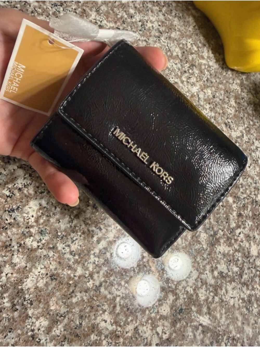 Michael Kors Black Glossy Leather Compact Card Holder